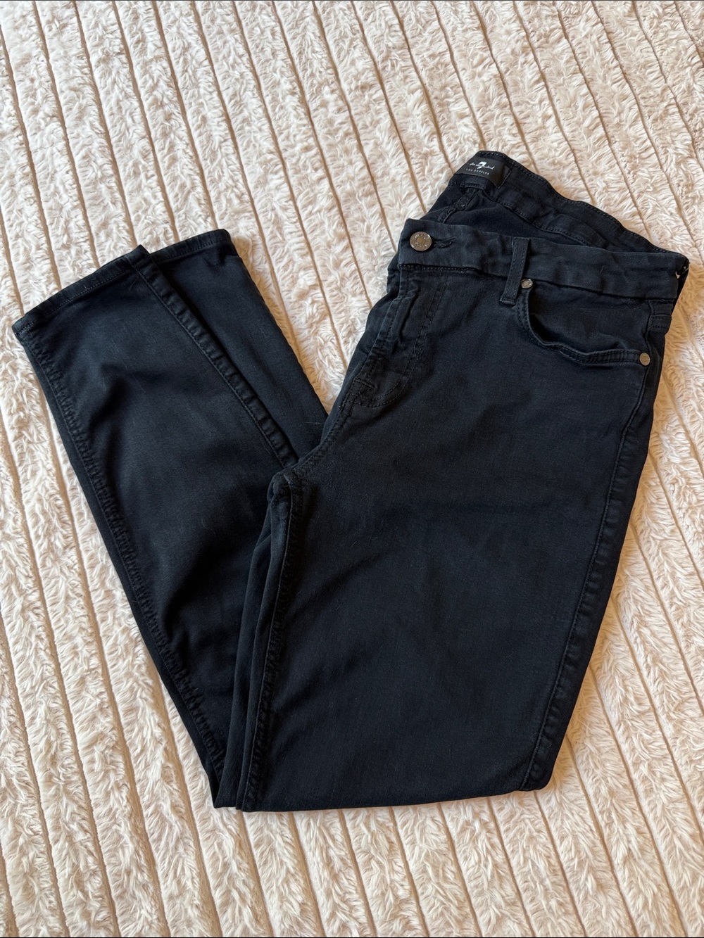 7 for all Mankind Black High-Rise Skinny Jeans